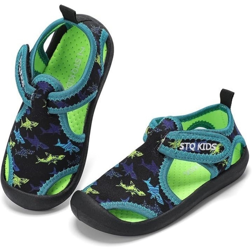 STQ Kid's Unisex Quick Dry Slip On Beach Swim Pool Water Shoes Sharks Toddler 7